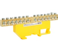 Шина STEKKER "pe" на изоляторе 8x12 на din-рейку 14 выводов, желтый, ld555-812-14, 49556