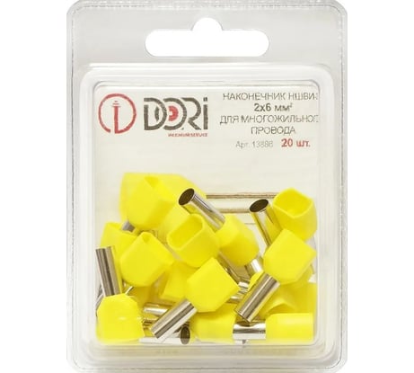 Втулочный изолированный наконечник (ншви-2) DORI 2x6мм2, l=12мм, 20шт 13886