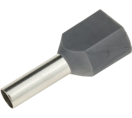 Наконечник-гильза duwi двойной с изолированным фланцем, 2х4мм², контакт 12мм, под опрессовку, серый, 25шт 26596 6