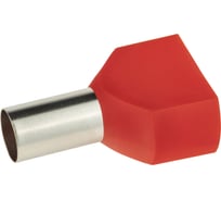 Наконечник-гильза duwi двойной с изолированным фланцем, 2х16мм², контакт 14мм, под опрессовку, красный, 25шт 26599 7