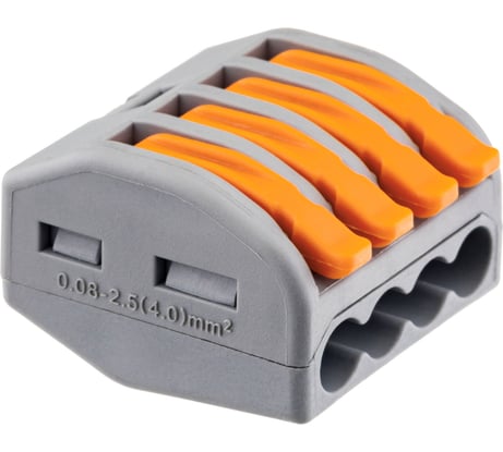 Рычажковая клемма duwi СМК 222-414 0.08-4 мм2 серая 20 шт 26679 6