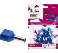 Двойной наконечник-гильза duwi с изолированным фланцем 2х2.5мм² контакт 8мм под опрессовку синий 25шт 26593 5