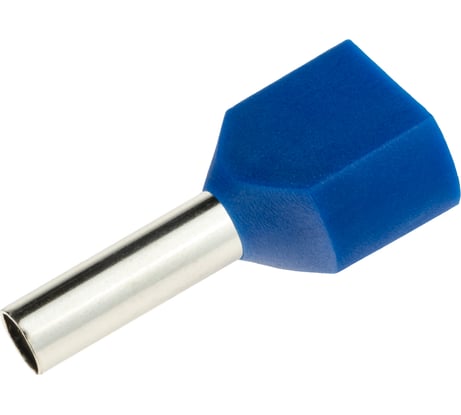 Двойной наконечник-гильза duwi с изолированным фланцем  2х2.5мм², контакт 10мм под опрессовку синий 25шт 26594 2