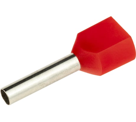 Двойной наконечник-гильза duwi с изолированным фланцем  2х1мм²,контакт 10мм под опрессовку красный 25шт 26590 4
