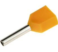 Двойной наконечник-гильза duwi с изолированным фланцем НШВИ2, 2х0.5мм², под опрессовку, оранжевый, 25шт, 26586 7