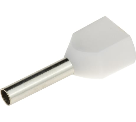 Двойной наконечник-гильза duwi с изолированным фланцем 2х0.75мм² контакт 8мм под опрессовку белый 25шт 26587 4