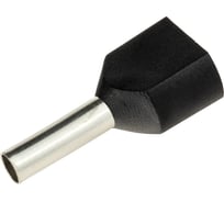 Двойной наконечник-гильза duwi с изолированным фланцем 2х1.5мм² контакт 8мм под опрессовку черный 25шт 26591 1