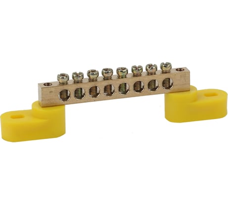 Шина ЭРА NO-222-109-1 PE земля, на двух угловых изоляторах, ШНИ-6х9-8-У2-Желтый Б0044158