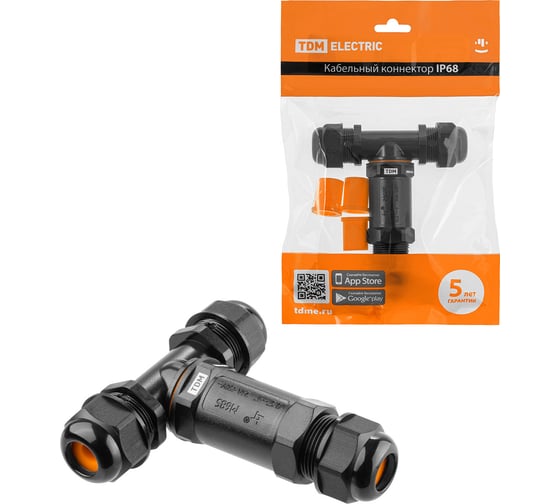 Кабельный коннектор TDM ELECTRIC Т-образный (клеммник 3PIN) IP68 SQ0589-0403