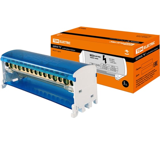 Шина TDM ELECTRIC N нулевая на DIN-рейку в корпусе 2х15групп SQ0801-0008