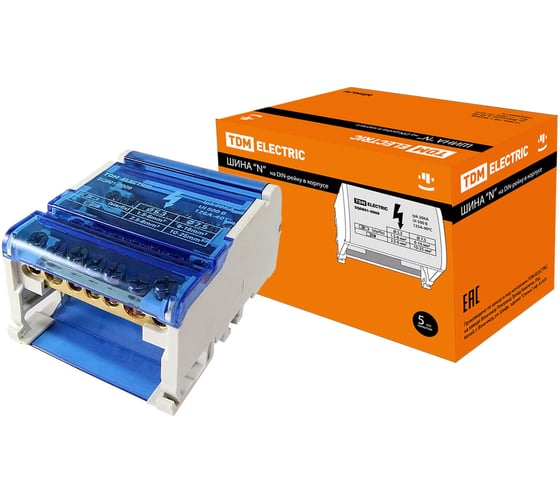 Шина TDM ELECTRIC N нулевая на DIN-рейку в корпусе 4х7групп SQ0801-0009