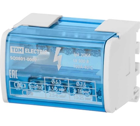 Шина TDM ELECTRIC N нулевая на DIN-рейку в корпусе 2х7групп SQ0801-0007