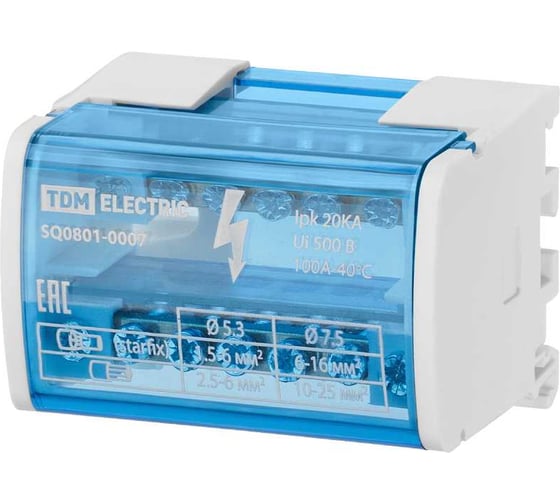 Шина TDM ELECTRIC N нулевая на DIN-рейку в корпусе 2х7групп SQ0801-0007