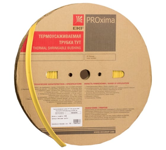 Термоусаживаемая трубка EKF PROxima ТУТ 8/4, желтая, рулон tut-8-y 1