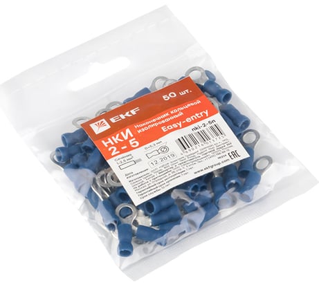 Кольцевой изолированный наконечник EKF PROxima НКИ 2,5-5, 50шт nki-2-5n
