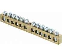 Шина EKF PEN, ноль-земля, 8х12мм, 12 отверстий, латунь, крепеж по центру, PROxima sn0-125-12-c