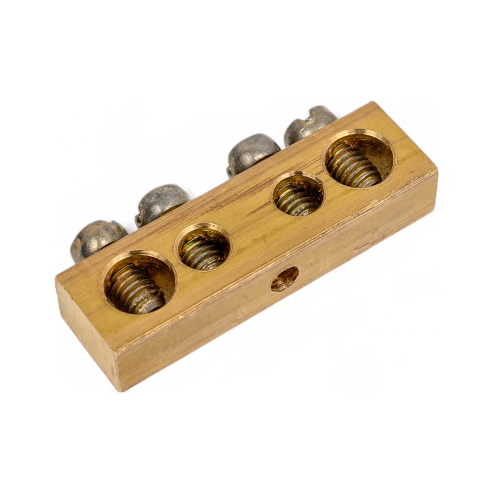 Шина EKF PEN, ноль-земля, 8х12мм, 4 отверстия, латунь, крепеж по центру ...