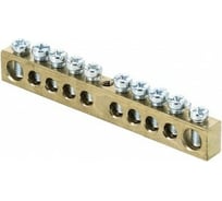 Шина EKF PEN, ноль-земля, 8х12мм, 10 отверстий, латунь, крепеж по центру, PROxima sn0-125-10-c