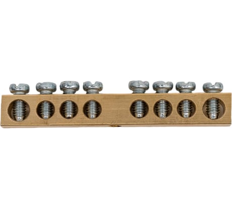 Шина EKF PEN, ноль-земля, 6х9мм, 8 отверстий, латунь, крепеж по центру, PROxima sn0-63-08-r