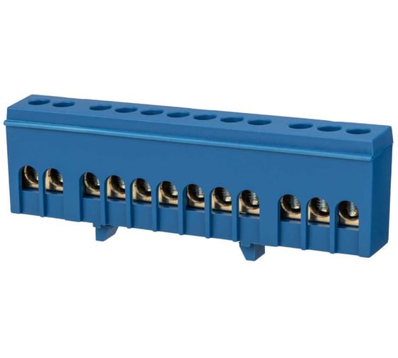 Шина TDM ELECTRIC "N" нулевая в синем изоляторе на DIN-рейку 6x9мм 12 групп SQ0801-0093