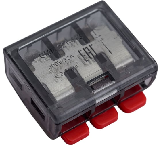 Клемма EKF СМК 221-413, 3 отверстия, 0.2-4.0мм2, 100шт, PROxima SQ plc-smk-221-413