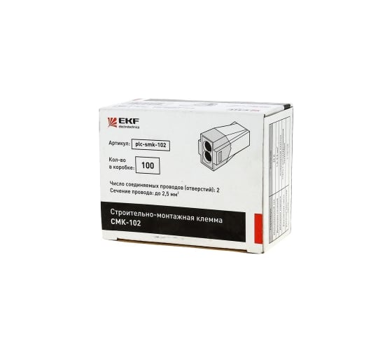 Строительно-монтажная клемма EKF СМК 773-102, 2 отверстия, 1,0-2,5мм2, 4 шт, PROxima plc-smk-102r