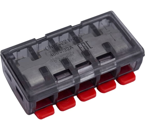 Клемма EKF СМК 221-415, 5 отверстий, 0.2-4.0мм2, 50шт, PROxima SQ plc-smk-221-415
