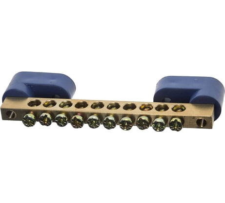 Нулевая поворотная шина на 2-х угловых изоляторах Светозар максимальный ток 100 А 5.2 мм 10 полюсов 49809-10