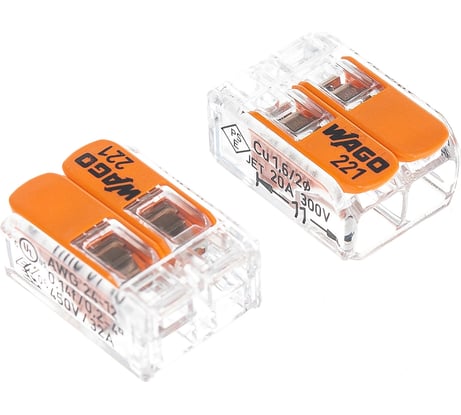 Клеммы WAGO 221-412, 2Х4, 0мм2, с рычажком, упаковка 100шт 67511