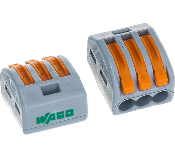 Клеммы WAGO 222-413, 3Х2,5мм2, с рычажком, упаковка 50шт 53162