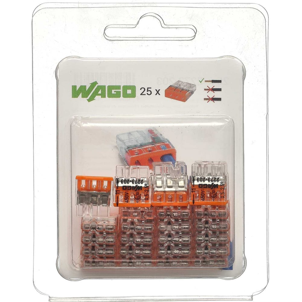 Клеммы WAGO в блистерной упаковке 25шт 2273-203/25 - выгодная цена ...