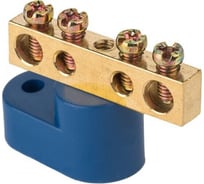 Нулевая шина EKF PROxima, N, 6х9мм, 4 отверстия, латунь, синий угловой изолятор sn0-63-04-1