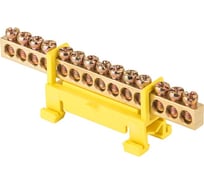 Нулевая шина EKF PROxima PE 6х9мм, 14 отверстий, латунь, желтый изолятор, тип Стойка, на DIN-рейку sn0-63-14-sy