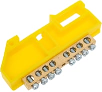 Нулевая шина EKF PROxima N 6х9мм, 8 отверстий, латунь, желтый изолятор, на DIN-рейку sn0-63-08-dz