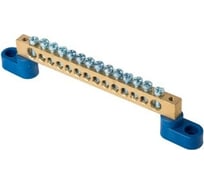 Нулевая шина EKF N, 8х12мм, 14 отверстий, латунь, 2 синих угловых изолятора, PROxima sn0-125-14-2