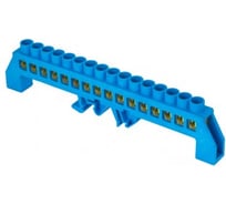 Нулевая шина EKF N, 8х12мм, 16 отверстий, латунь, синий нейлоновый корпус, комбинированная, 20 шт PROxima sn0-125-16-dn