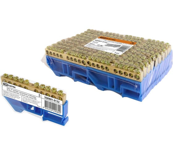 Шина N нулевая TDM ELECTRIC с изолятором на DIN-рейку 8x12мм стойка большая: 10 групп инд. стикер SQ0801-0132 1