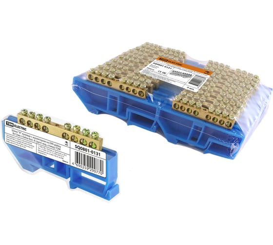 Шина N нулевая TDM ELECTRIC с изолятором на DIN-рейку 8x12мм стойка большая: 8 групп инд. стикер SQ0801-0131 1