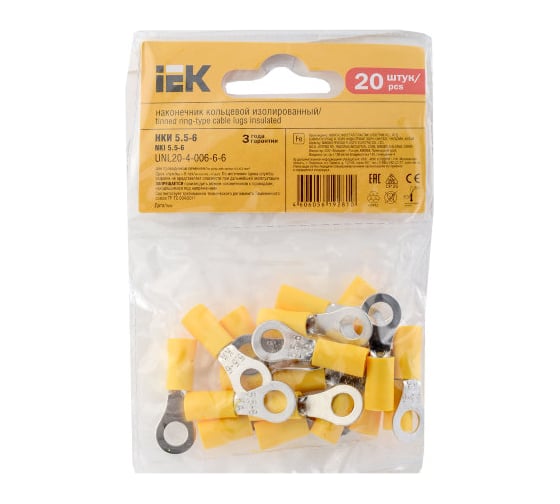 Наконечник IEK НКИ, 5.5-6 мм2, упаковка 100 шт, ИЭК, UNL20-006-6-6