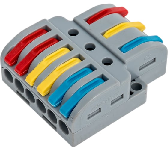 Строительно-монтажная клемма ответвительная Промрукав сечение 0,08 - 4 мм² 3-проводная 6 выводов серая 20шт. PR08.12598