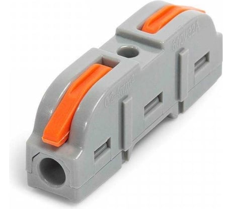 Строительно-монтажная клемма проходная Промрукав сечение 0,08 - 4 мм² 1-проводная серая 25шт. PR08.12590