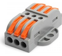 Строительно-монтажная клемма проходная Промрукав с монтажной площадкой сечение 0,08 - 4 мм² 3-проводная серая 25шт. PR08.12594