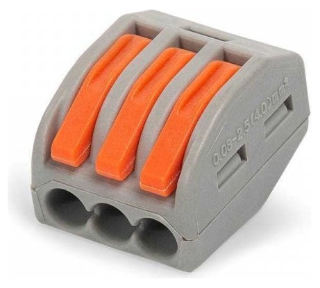 Строительно-монтажная клемма Промрукав сечение 0,08 - 4 мм² 3-проводная серая 50шт. PR08.12588