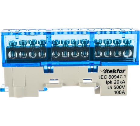 Изолированная нулевая шина Tekfor KSN-6-6x9-12 BLUE 06-07-002