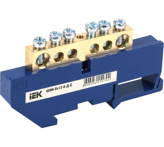 Нулевая шина на DIN-изоляторе IEK 8x12, 6 групп YNN10-812-6D-K07 1