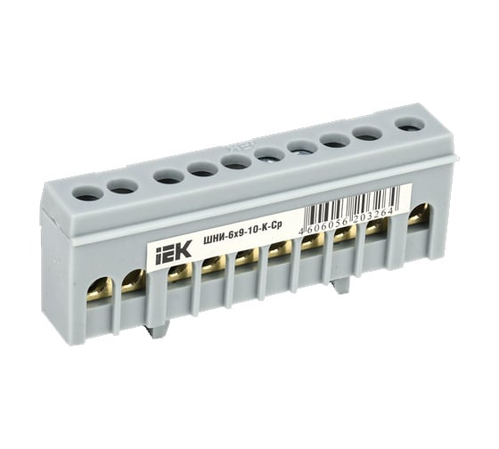 Шина IEK ШНИ-6x9-10-К-Ср в корпусном изоляторе на DIN-рейку, ИЭК YNN10-69-10KD-K02