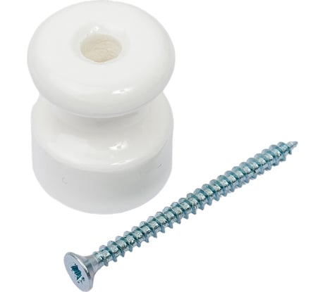 Изолятор МЕЗОНИНЪ универсальный с саморезом, цвет - белый 20шт GE70027-01