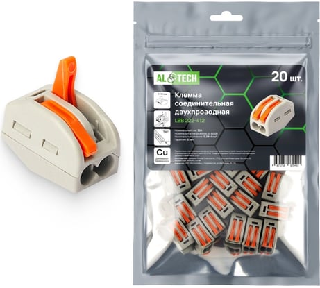 Клемма соединительная ALTECH LBB222-412, 20шт ZIP пакет 4673758070401