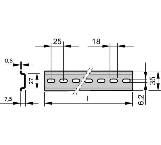 Перфорированная Din-рейка ТКС 35 мм, 110 мм. DR-11
