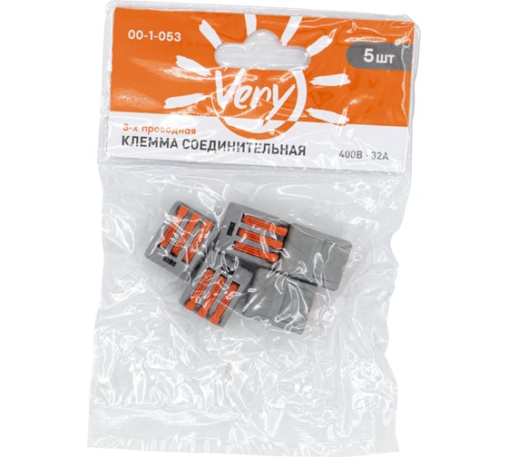 Клемма соединительная Very 3-х проводная, 400В, 32А, 5 шт., (уп.) 00-1-053